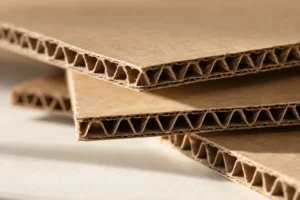 Corrugated cardboard layers in soft light