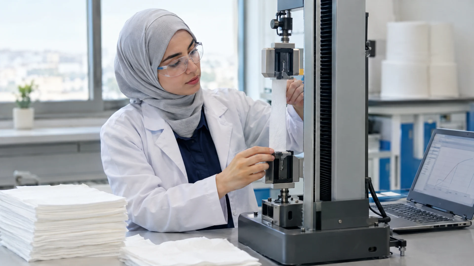 Quality technician testing tissue in the lab