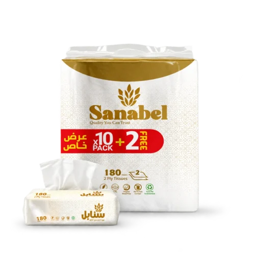 Sanabel Facial Tissues 180 Sheets 2-Ply 12 Packs Sanabel Facial Tissues 180 Sheets 2-Ply 12 Packs