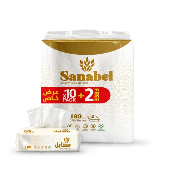 Sanabel Facial Tissues 180 Sheets 2-Ply 12 Packs