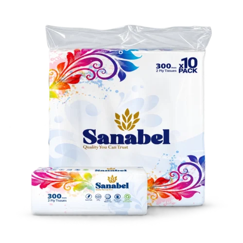 Sanabel Facial Tissues 300 Sheets 2-Ply 10 Packs Sanabel Facial Tissues 300 Sheets 2-Ply 10 Packs