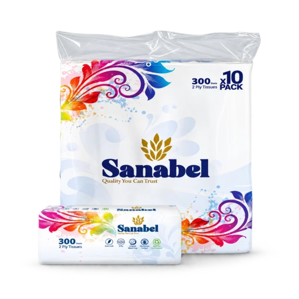 Sanabel Facial Tissues 300 Sheets 2-Ply 10 Packs