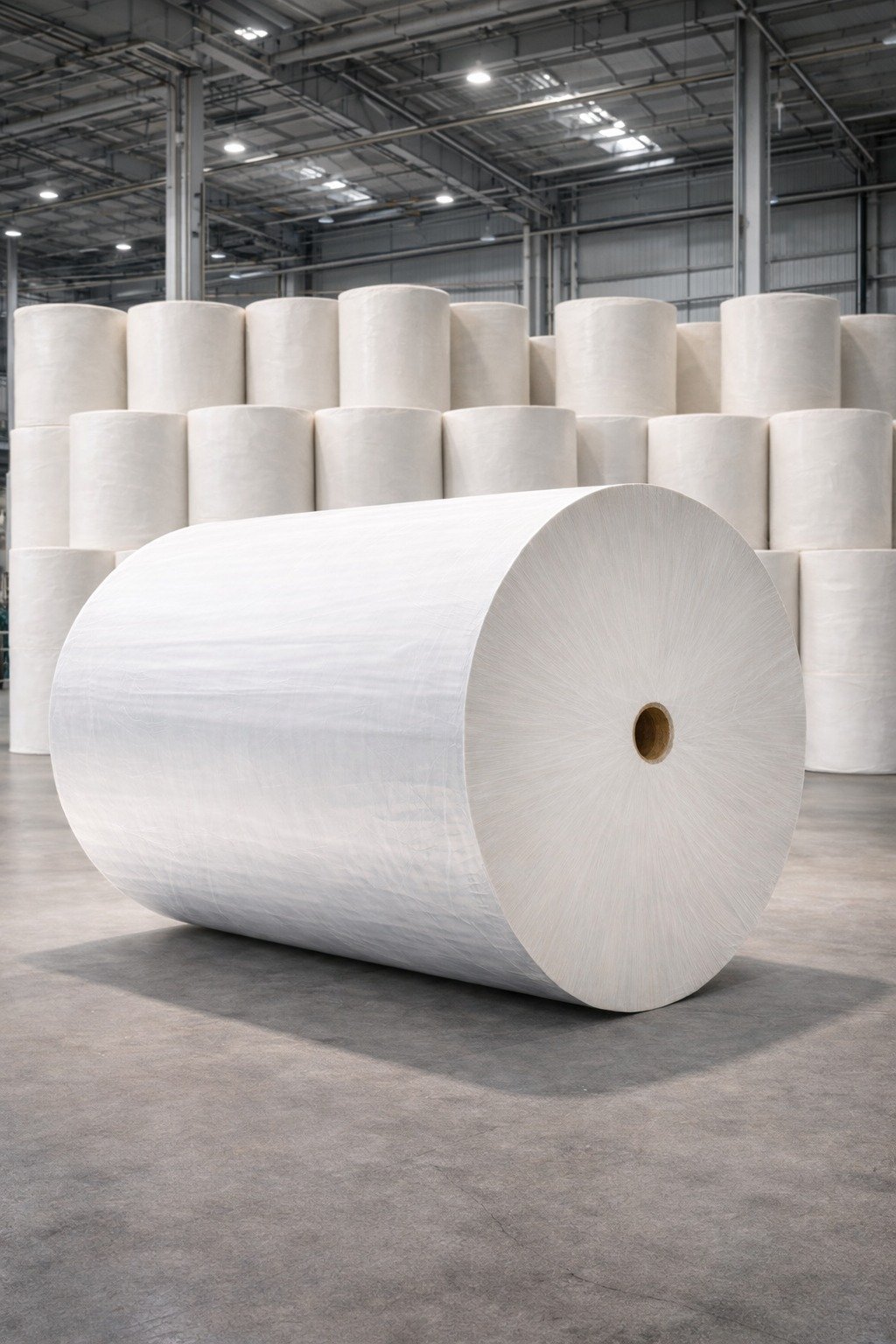 Tissue jumbo roll production
